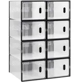 8er Set Transparente Schuhboxen aus PP-Kunststoff, stapelbar, 35x25x19 cm