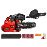 BU-KO 26 cc Leichte Top Handled Benzin Kettensäge | 2 Ketten und 10 "Bar enthalten | Cover Bag und Full Safety Gear