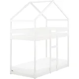 Beliani Hochbett Labatut 90 x 200 cm Kiefer massiv weiß