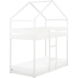 Beliani Hochbett Labatut 90 x 200 cm Kiefer massiv weiß