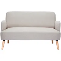 miliboo Skandinavisches Sofa aus beigem Stoff mit Samteffekt und hellem Holz 2-sitzer Isko