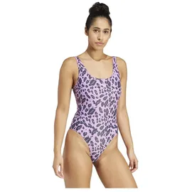 adidas Essentials Animal Print U-Back Badeanzug Preloved Purple / White 36    