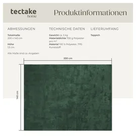 Tectake Kurzflorteppich Soft Zone - grün, 140 x 200 cm
