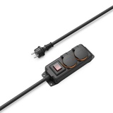 Hama Steckdosenleiste mit Schalter, 2-fach, IP44, Wandmontage, 2m, schwarz (223062)