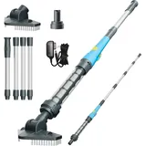 Poolsauger Akku, kabelloser Pool Bodensauger mit bis zu 60 Minuten Laufzeit, Poolreiniger Handsauger mit Teleskopstange für Whirlpool, Spa, kleine Aufstellpools und Planschbecken