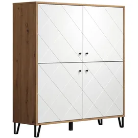 trendteam Highboard 123 x 136 x 40 cm Eiche / Weiß