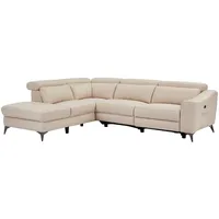 Ecksofa mit elektrischer Relaxfunktion - Ecke links - Leder - Cremefarben - FORLO