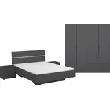 inosign by rauch Schlafzimmer-Set RAUCH Challenger (Set 4-teilig)", grau (grau metallic), Schrankbreite/-höhe 181/210cm + ohne Matratze, B/H: 140cm x 200cm, Holzwerkstoff, Schlafzimmermöbel-Sets, Schrank 2 Breiten, Bett 3 Breiten, 2 Nachttische MADE in GERMANY