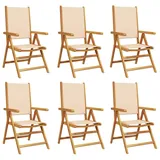 vidaXL Gartenstühle Verstellbar 6 Stk. Beige Stoff und Massivholz