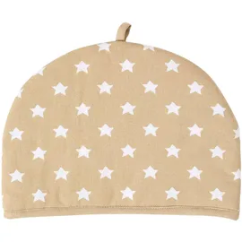 Homescapes Tea Cosy, – Stoff-Teewärmer Sterne beige, Design Teewärmer aus Baumwolle, isolierende Haube für Teekanne, Abdeckung für Tee- und Kaffeekannen