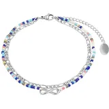 s.Oliver Fußkette Edelstahl Damen Sommerschmuck, mit Glas, 22+5 cm, Silber, Infinity, Kommt in Schmuck Geschenk Box, 2034576