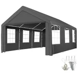 Tectake Pavillon 6 x 4 m inkl. 4 Seitenteile Grau
