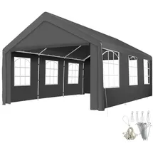 Tectake Pavillon 6 x 4 m inkl. 4 Seitenteile Grau
