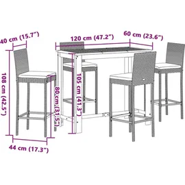 vidaXL Gartenbar Set 5-tlg. Grau