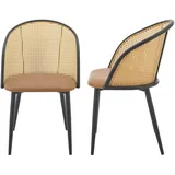 [en.casa] Esszimmerstuhl Gagnef 2er Set Braun / Schwarz