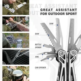 Mossy Oak Multifunktionszange,21 in 1 Multi-Tool Multifunktion mit Zange Klappmesser, Faltbares Multitool, Camping Wandern Reparieren,inkl tragbare Tasche