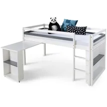 Homestyle4u Hochbett 90x200 Weiß Schreibtisch Funktionsbett Jugendbett