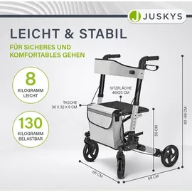 Juskys Aluminium Rollator Vital mit Sitz Grau