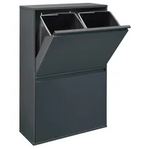 ARREGUI Basic CR604-B Mülltrennsystem aus Stahl | Mülleimer für die Küche | 4 Fach Abfalleimer | 4x17L (68L) | Herausnehmbare Inneneimer + Griff | Recycling Schrank | Mülltrennung | anthrazit