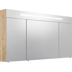 Spiegelschrank mit beleuchteter LED-Zierblende, 1200 mm Breite (Ausführung: Farbe eiche dunkel)