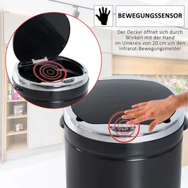 Homcom Sensor Mülleimer 50L, Automatischer Abfalleimer, Rostfreier Kücheneimer für Wohnzimmer, Büro, Edelstahl, Schwarz