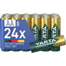 Varta Batterien AA, wiederaufladbar, 24 Stück, Akku, Power on Demand, 2100 mAh Ni-MH, vorgeladen, sofort einsatzbereit [Exklusiv bei Amazon]