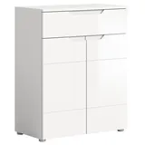 xonox.home Garderobe Solero Schuhkommode Beistellschrank Schrankkommode Schuhschrank Stauraumschrank in Front weiß Hochglanz tiefzieh Korpus weiß, ca. 80x97x37 cm