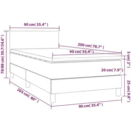 vidaXL Boxspringbett mit Matratze & LED Weiß 90x200 cm Kunstleder