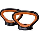 Miweba Sports 2X Kettlebell-Griff KB100 für Gewichtscheiben - Kompatibel mit FED Kurzhanteln - Ergonomischer Griff - Gummibezug - Liegestützhilfe (2X Griff, Schwarz/Orange)