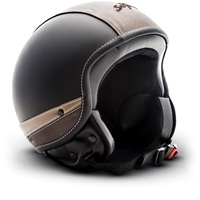 Soxon® SP-301 Urban „Black“ · Jet-Helm · Motorrad-Helm Roller-Helm Scooter-Helm Moped Mofa-Helm Chopper Retro Vespa Vintage Pilot Biker · ECE 22.05 Leather-Design Schnellverschluss Tasche L (59-60cm)