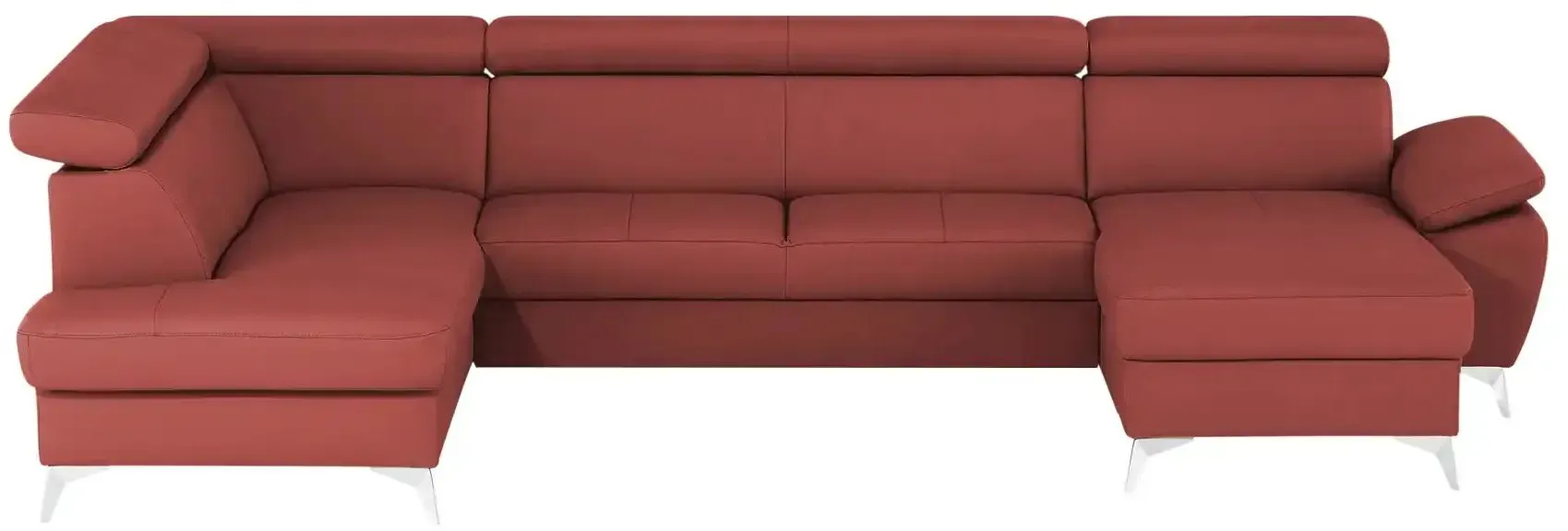 uno Wohnlandschaft mit verstellbarem Kopfteil Apollo ¦ rot ¦ Maße (cm): B: 338 H: 96 T: 210.0
