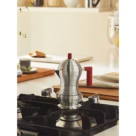 Alessi Pulcina Induktion 6 Tassen silber/rot