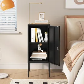 [en.casa] Nachtschrank Hausjärvi 82x35x35 cm Türgriff links Stahl Schwarz