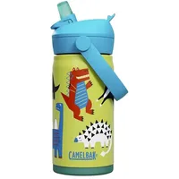 CamelBak Thrive Trinkflasche mit Klapp-Trinkhalm für Kinder, isoliert, Edelstahl, Dino Jam, 340 ml