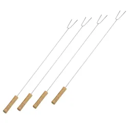 Haushalt International 4er Set Grillspieße – Edelstahl & Holz, 75 cm – Ideal für Lagerfeuer