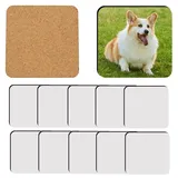 Quadratische Sublimationsuntersetzer, Rohlinge, MDF, Sublimationsdruck, Rohlinge mit Korkrückseite, Hartfaserplatte, Kork-Untersetzer, blanko, MDF, Sublimations-Kork-Untersetzer, 9,5 x 9,5 cm, 12