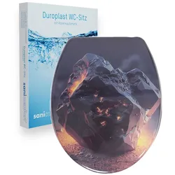 sanicomfort WC-Sitz, Duroplast, mit Absenkautomatik, Toilettensitz passend für alle handelsüblichen WC-Becken (Goldenstone)