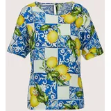 Madeleine Kurzarmbluse mit mediterranem Print Blau 40