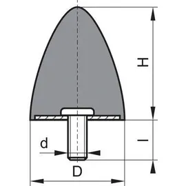 FP Gummi-Metall-Puffer parabelförmig Typ D D15xH15 M4x12 NR57