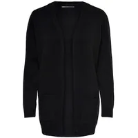 Only Damen Strickjacke ONLLESLY Open Cardigan Noos Gerippt, Farben:Schwarz, Größe:M