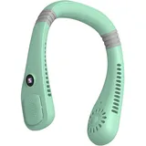 Freihändiger, Klingenloser, Per Usb Aufladbarer, Leiser Und Faltbarer Tragbarer Nackenventilator Mit 5 Geschwindigkeitsstufen Und Einem Gut Lesbaren Grünen Digitaldisplay.