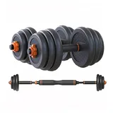 Trade Shop Traesio - Trade Shop - Set Aus Hanteln, Langhanteln, Scheiben, Verstellbarer Verbindungsstange 10kg -