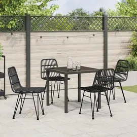 vidaXL Garten Essgruppe 5 pcs Schwarz Poly Rattan