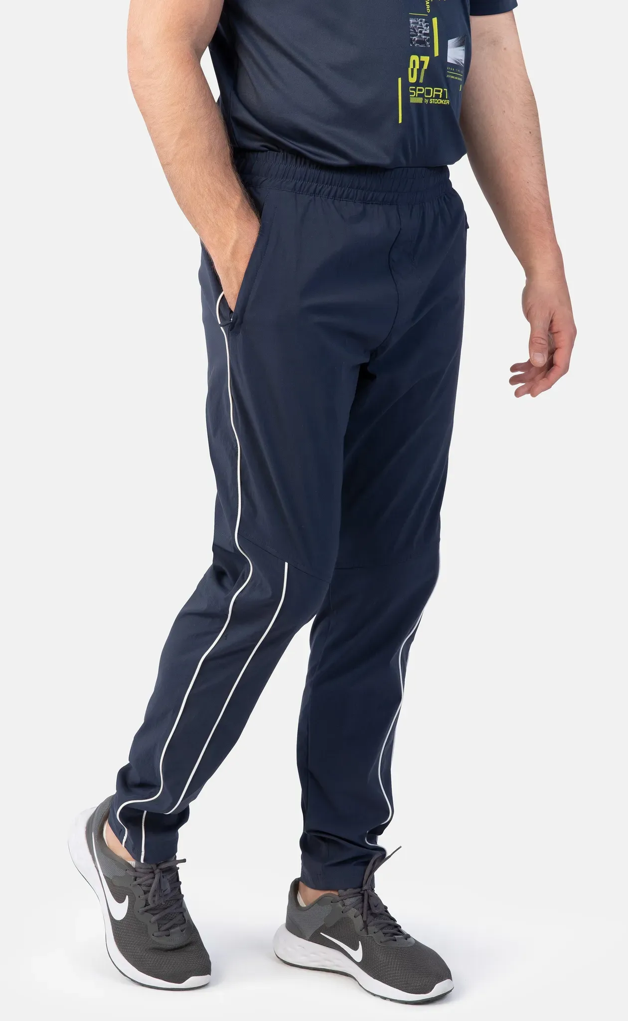 Sporthose »Poly/BW     Sporthose«, Tapered Fit Casual Funktionsstoff für Herren, Gr. L, navy, , 49126446-L