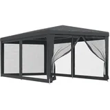 vidaXL Partyzelt mit 6 Mesh-Seitenwänden Gartenzelt Festzelt Pavillon Zelt Gartenpavillon Gazebo Gartenlaube Bierzelt Faltzelt Camping Anthrazit 3x6 m HDPE