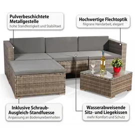 MuCoLa Polyrattan Lounge-Set 5-tlg. grau