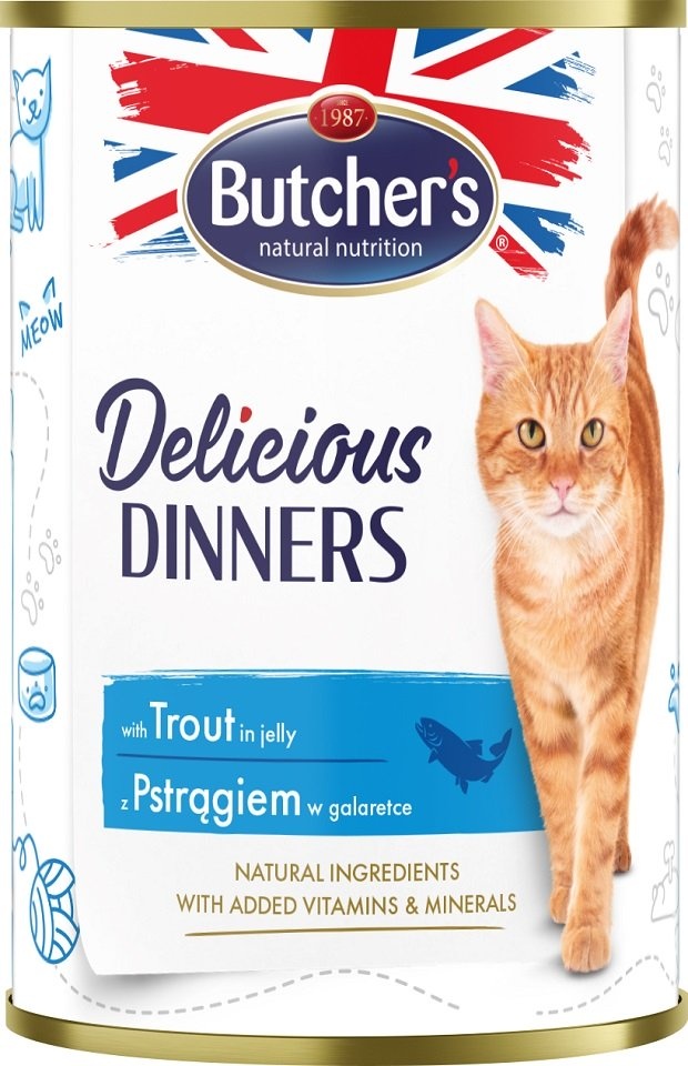 BUTCHER'S Delicious Dinners Katzenfutter, Stücke mit Forelle in Gelee 400g