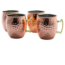 AcMax 4 Becher Set - Moscow Mule Kupferbecher gehämmert Cocktail Tasse mit Hammerschlag