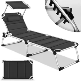 tillvex Sonnenliege 200 x 65 x 30 cm Schwarz