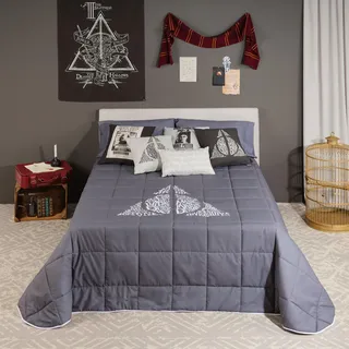 BL BELUM Belum Harry Potter Bettdecke, 250 g, Modell Heliquias Lettering für 90 cm Bett (190 x 270 cm)